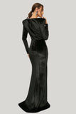 Black Mermaid Maxi Dress with Long Sleeves