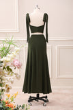 Olive A Line Sweetheart Spaghetti Straps Maxi Dress with Slit