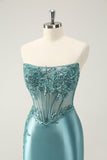 Glitter Peacock Bodycon Strapless Corset Appliques Mini Dress