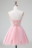 Princess Blush Applique Tulle A Line Mini Dress