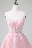 Princess Blush Applique Tulle A Line Mini Dress