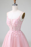 Princess Blush Applique Tulle A Line Mini Dress