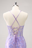 Sparkly Blue Embroidered Sequins Halter Corset Satin Tight Mini Dress