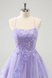 Cute Glitter Blue A Line Sequins Mini Dress with Appliques