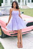 Sparkly Lilac A Line Sequined Pleated Floral Appliques Mini Dress