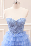 Sweetheart Lilac A-Line Corset Tulle Mini Dress with Lace