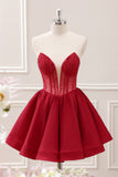 Red Sparkly Ruffle Corset Homecoming Dress with Beading