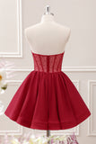 Red Sparkly Ruffle Corset Homecoming Dress with Beading