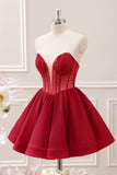 Red Sparkly Ruffle Corset Homecoming Dress with Beading