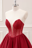 Red Sparkly Ruffle Corset Homecoming Dress with Beading