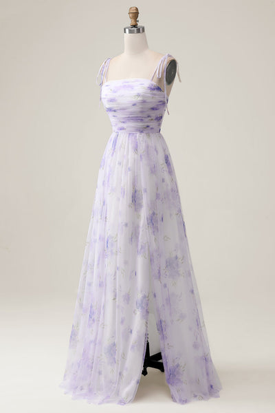 Berylove Women Wedding Guest Dress Lavender Flower A Line Spaghetti ...