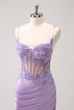 Sparkly Purple Corset Sequin Tight Mini Dress