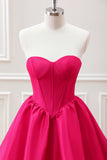 Cute A Line Corset Sweetheart Fuchsia Mini Dress