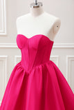 Cute A Line Corset Sweetheart Fuchsia Mini Dress