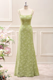 Green Mermaid Maxi Dress with Lace Up Back