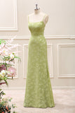 Green Mermaid Maxi Dress with Lace Up Back