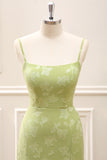 Green Mermaid Floor Length Dress with Lace Up Back