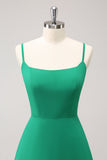 Elegant Green A Line Spaghetti Straps Tea Length Dress