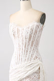 Classy Lace White Mini Dress with Lace-up Back