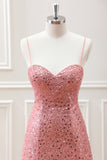 Sparkly A Line Blush Sequins Beaded Mini Dress