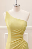 Stylish Yellow Bodycon One Shoulder Mini Dress with Hollow Out