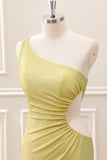 Stylish Yellow Bodycon One Shoulder Mini Dress with Hollow Out