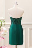 Dark Green Bodycon Strapless Corset Mini Dress