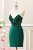 Dark Green Bodycon Strapless Corset Mini Dress