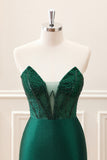 Dark Green Bodycon Strapless Corset Mini Dress