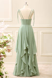 Matcha A Line Chiffon Maxi Dress with Ruffles