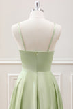 Light Green A-Line Halter Hollow Out Satin Maxi Dress with Flower