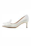 Flower Bow White Wedding Shoes