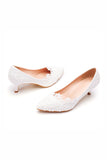 Elegant Lace Flower White Wedding Shoes