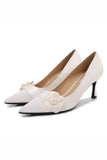 Elegant White Camellia Wedding Shoes