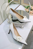 Elegant White Camellia Wedding Shoes