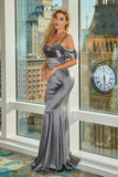 Grey Mermaid Cold Shoulder Maxi Dress