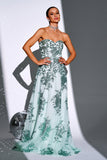 Sparkly Green A Line Sweetheart Maxi Dress