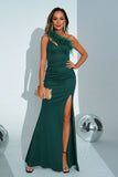 Mermaid Green One Shoulder Maxi Dress with Slit