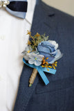 Apricot Wedding Wrist Corsage Boutonniere Set