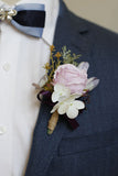 Apricot Wedding Wrist Corsage Boutonniere Set