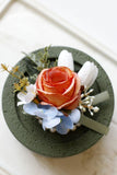 Apricot Wedding Wrist Corsage Boutonniere Set