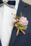 Apricot Wedding Wrist Corsage Boutonniere Set