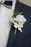 Apricot Wedding Wrist Corsage Boutonniere Set