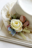 Apricot Wedding Wrist Corsage Boutonniere Set