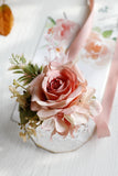 Romantic Apricot Wrist Corsage and Boutonniere Set for Wedding