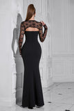 Stylish Black Tulle Sleeves Mermaid Hollow Out Maxi Dress