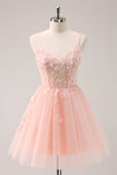 Cute A Line Blush Sequined Corset Homecoming Dress