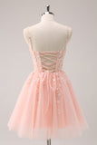 Cute A Line Blush Sequined Corset Homecoming Dress