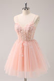 Cute A Line Blush Sequined Corset Homecoming Dress