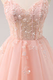 Cute A Line Blush Sequined Corset Homecoming Dress